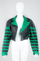 Phillip Noel Beetlejuice Cropped Stripe Leather Jacket