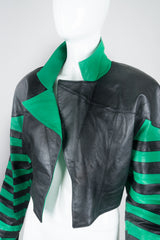 Phillip Noel Beetlejuice Cropped Stripe Leather Jacket