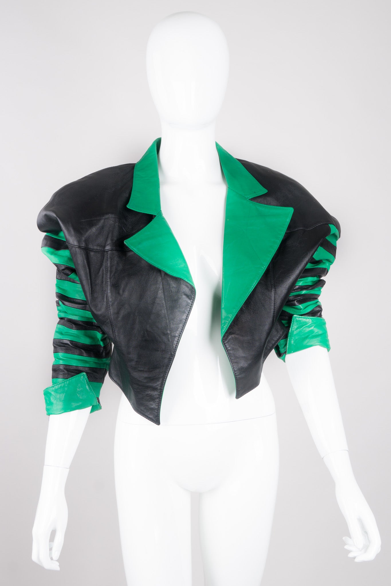 Phillip Noel Beetlejuice Cropped Stripe Leather Jacket