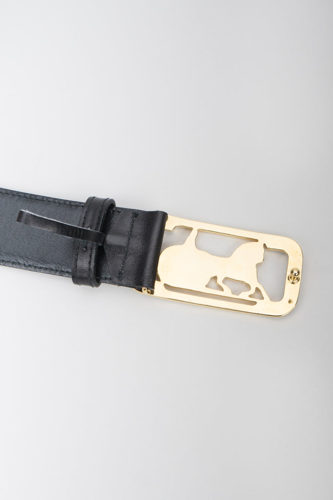 Celine Leather Horse Carriage Buckle Belt