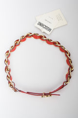 Moschino Cherry Red Patent Leather Braid Heart Chain Belt