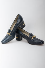 Gucci Vintage Gold Braid Heeled Loafers