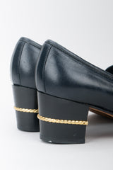 Gucci Vintage Gold Braid Heeled Loafers