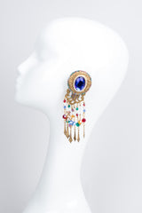 Rainbow Filigree Bead Fringe Statement Earring