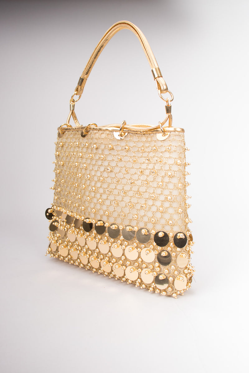 Rodo Vintage Beaded Paillette Mesh Handbag Purse