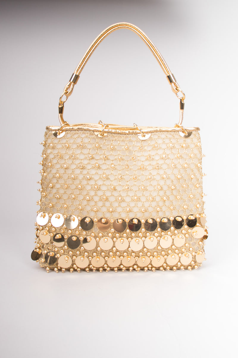 Rodo Vintage Beaded Paillette Mesh Handbag Purse