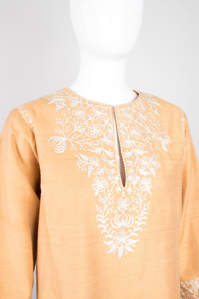 Dehliwala Vintage Lord & Taylor India Embroidered Silk Tunic Dress