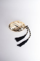 Golden Egg Tassel Clutch Vintage Minaudiere Metal Box Bag