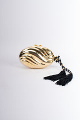 Golden Egg Tassel Clutch Vintage Minaudiere Metal Box Bag