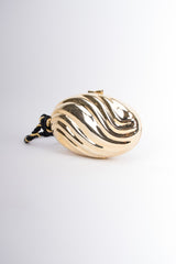 Golden Egg Tassel Clutch Vintage Minaudiere Metal Box Bag