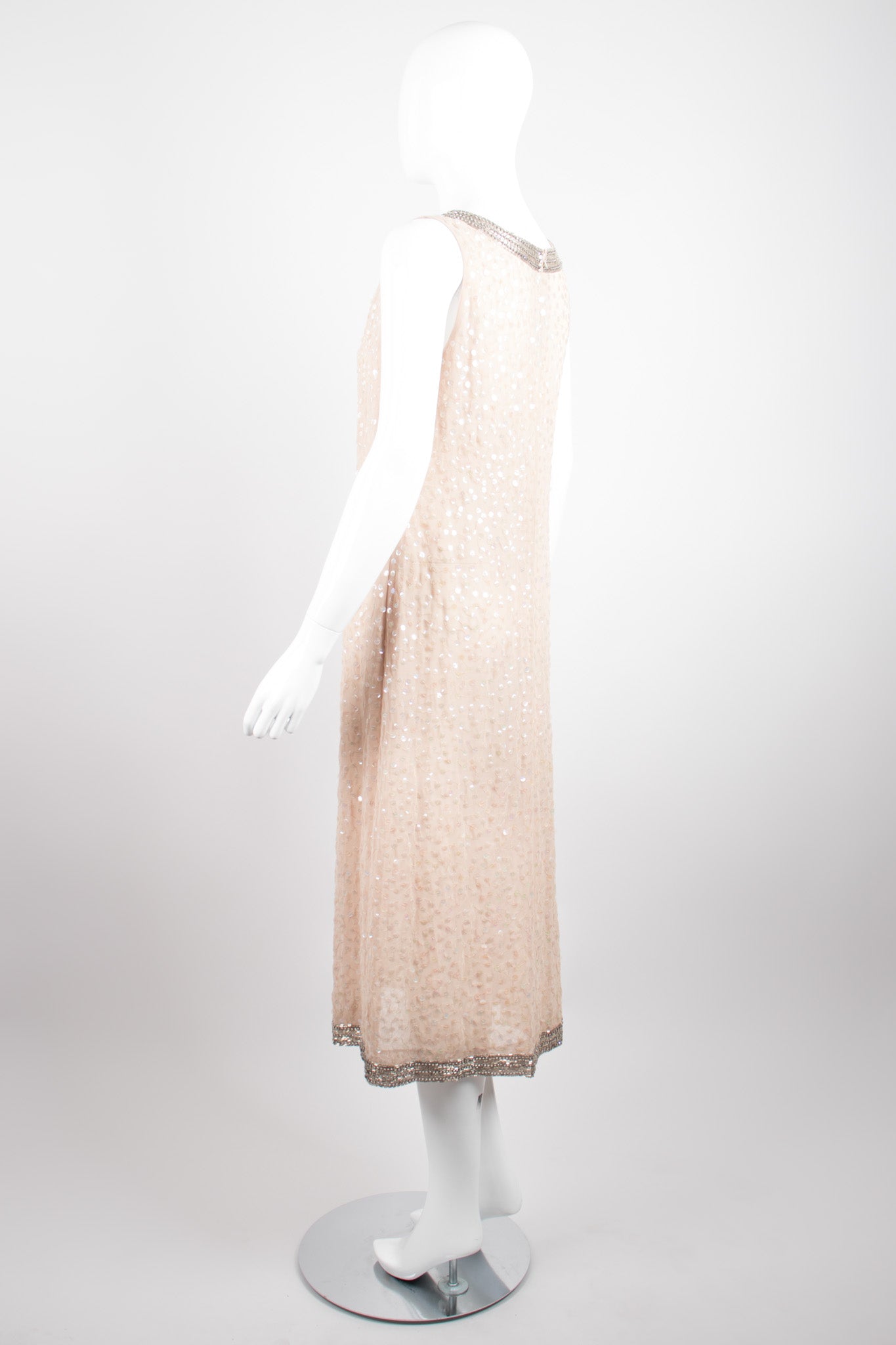 Mr. Blackwell Vintage Sheer Sequined Chiffon Nude Naked Dress