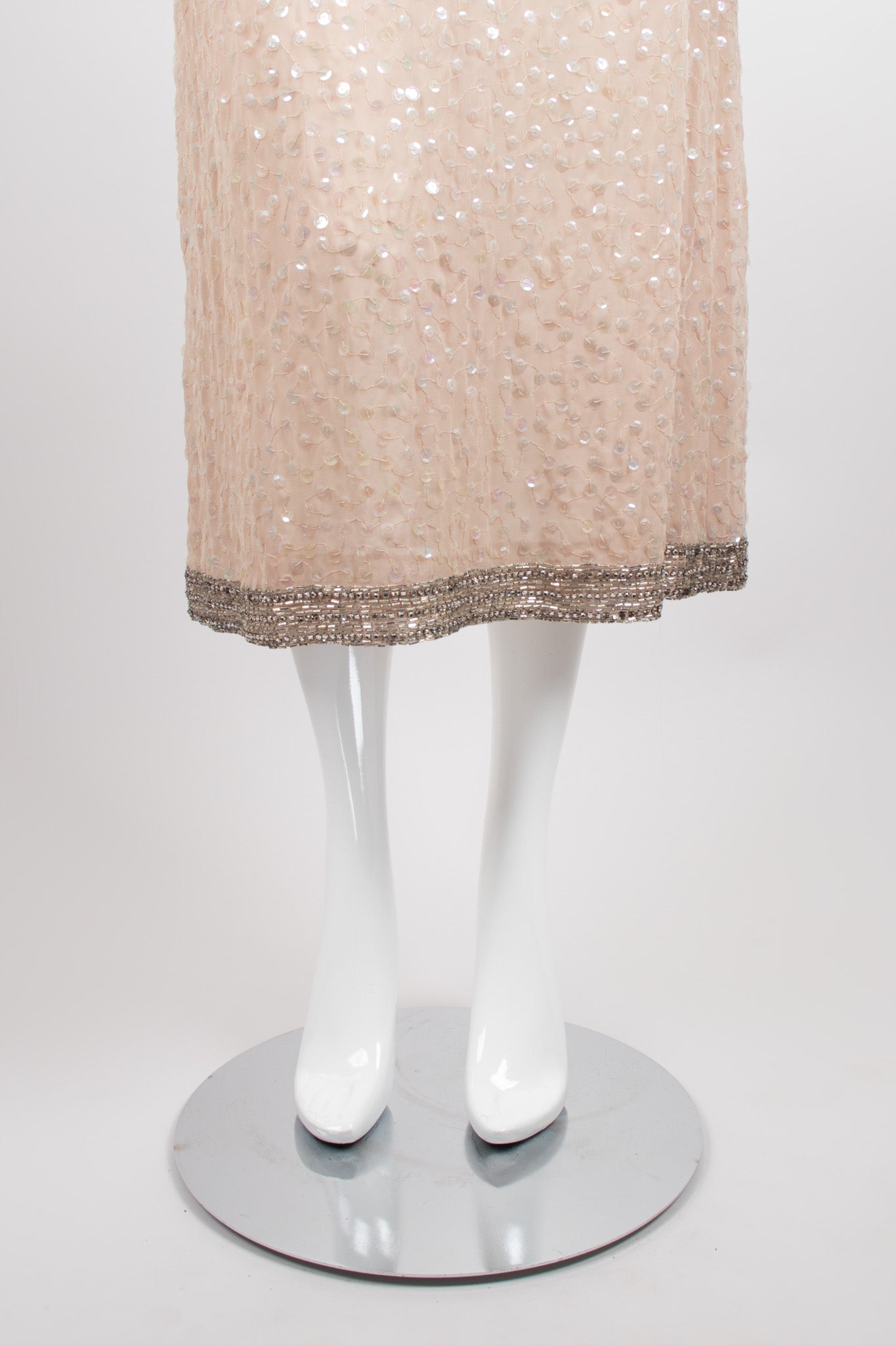 Mr. Blackwell Vintage Sheer Sequined Chiffon Nude Naked Dress
