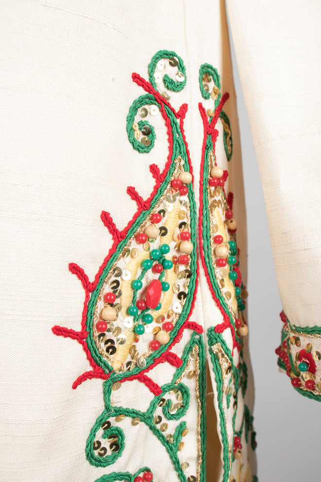 Harmay Embellished Indian Paisley Raw Silk Ethnic Tunic & Pant Set