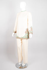 Harmay Embellished Indian Paisley Raw Silk Ethnic Tunic & Pant Set