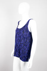 Riazee Midnight Cobalt Beaded Silk Tank & Pant Set