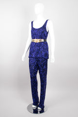 Riazee Midnight Cobalt Beaded Silk Tank & Pant Set