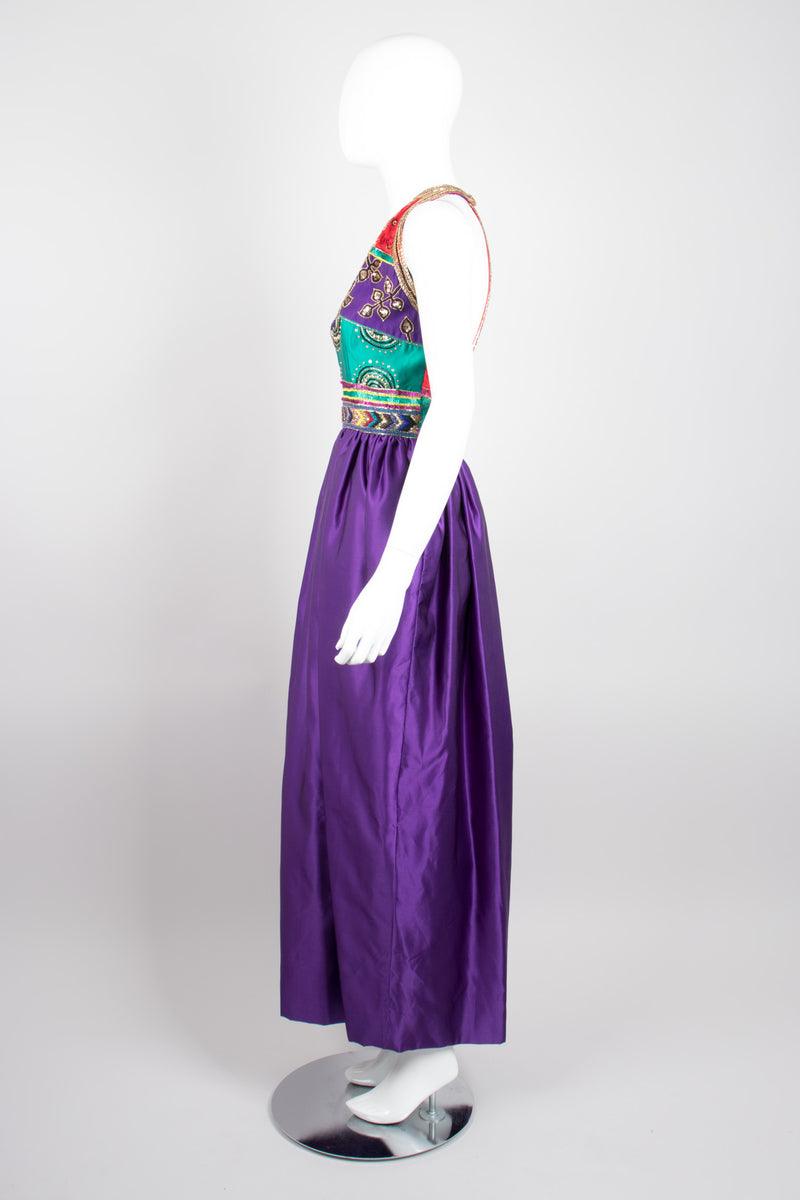 Victoria Royal Jewel Tone Embellished Halter Dress