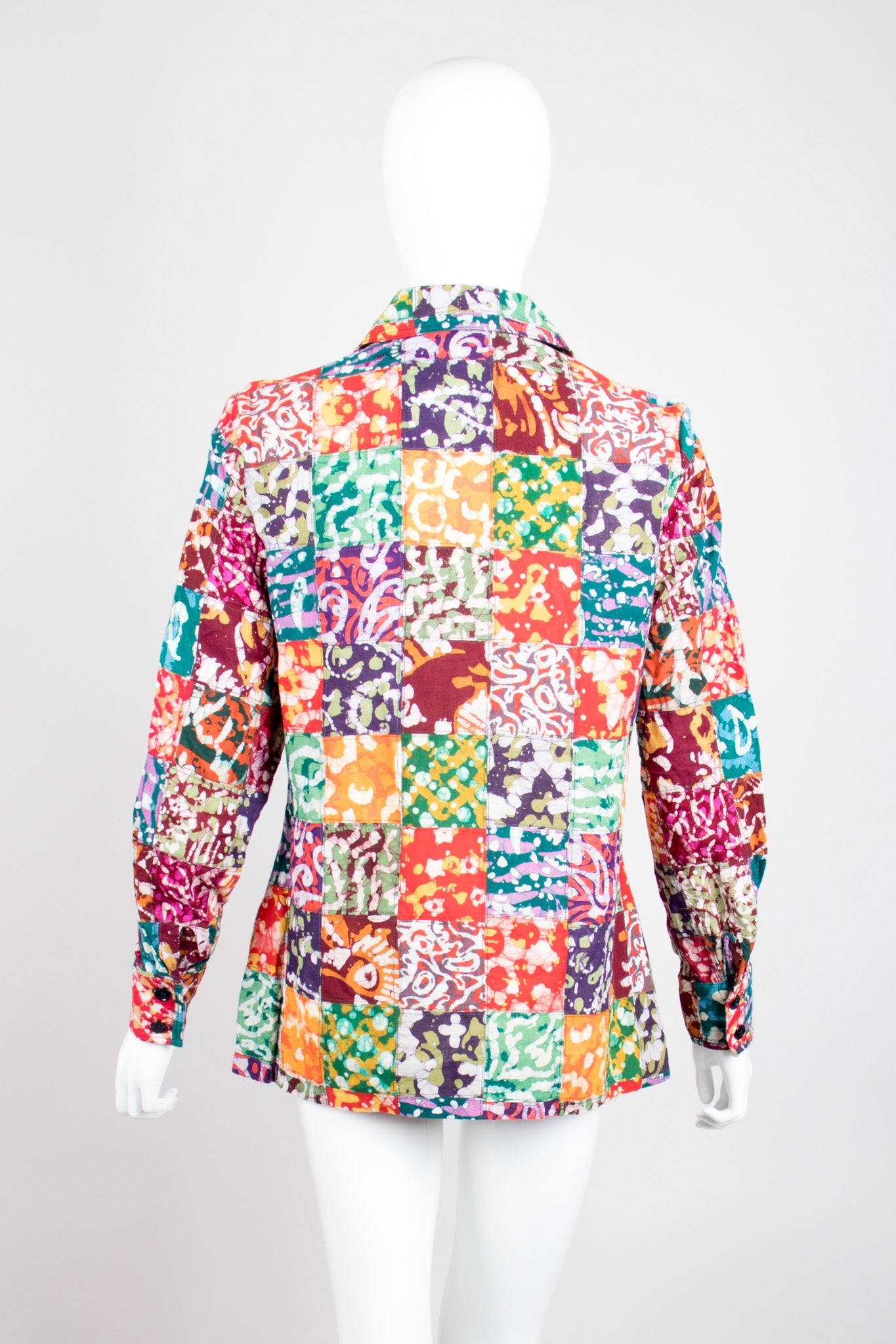 Joseph Magnin Vintage Lace Up Patchwork Batik Shirt
