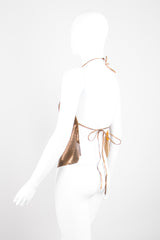 Whiting & Davis Bronze Liquid Metal Mesh Halter Top