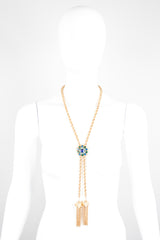 Vintage Jeweled Tassel Lariat Necklace Bolo Tie Wrap Choker