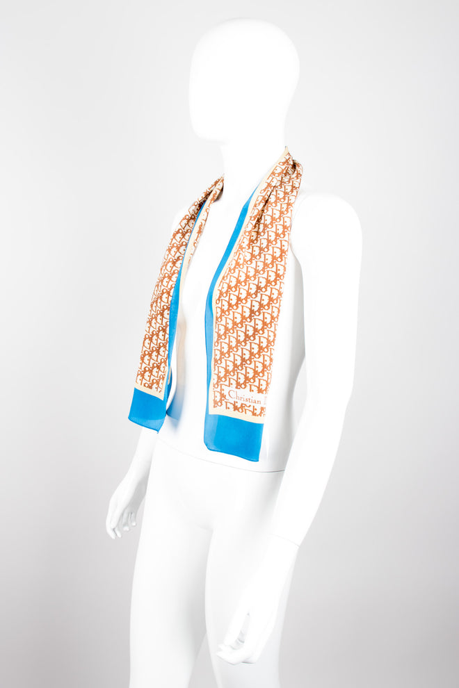 Christian Dior Monogram Print Tan Skinny Scarf