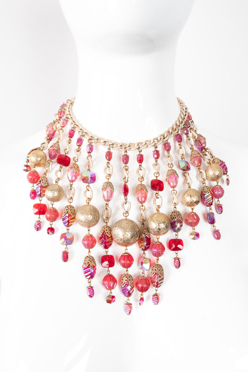 Hobe Vintage pink Iridescent Candy Bead Waterfall Necklace