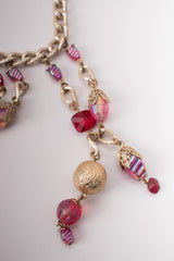 Hobe Vintage pink Iridescent Candy Bead Waterfall Necklace