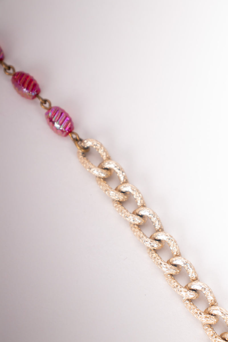 Hobe Vintage pink Iridescent Candy Bead Waterfall Necklace