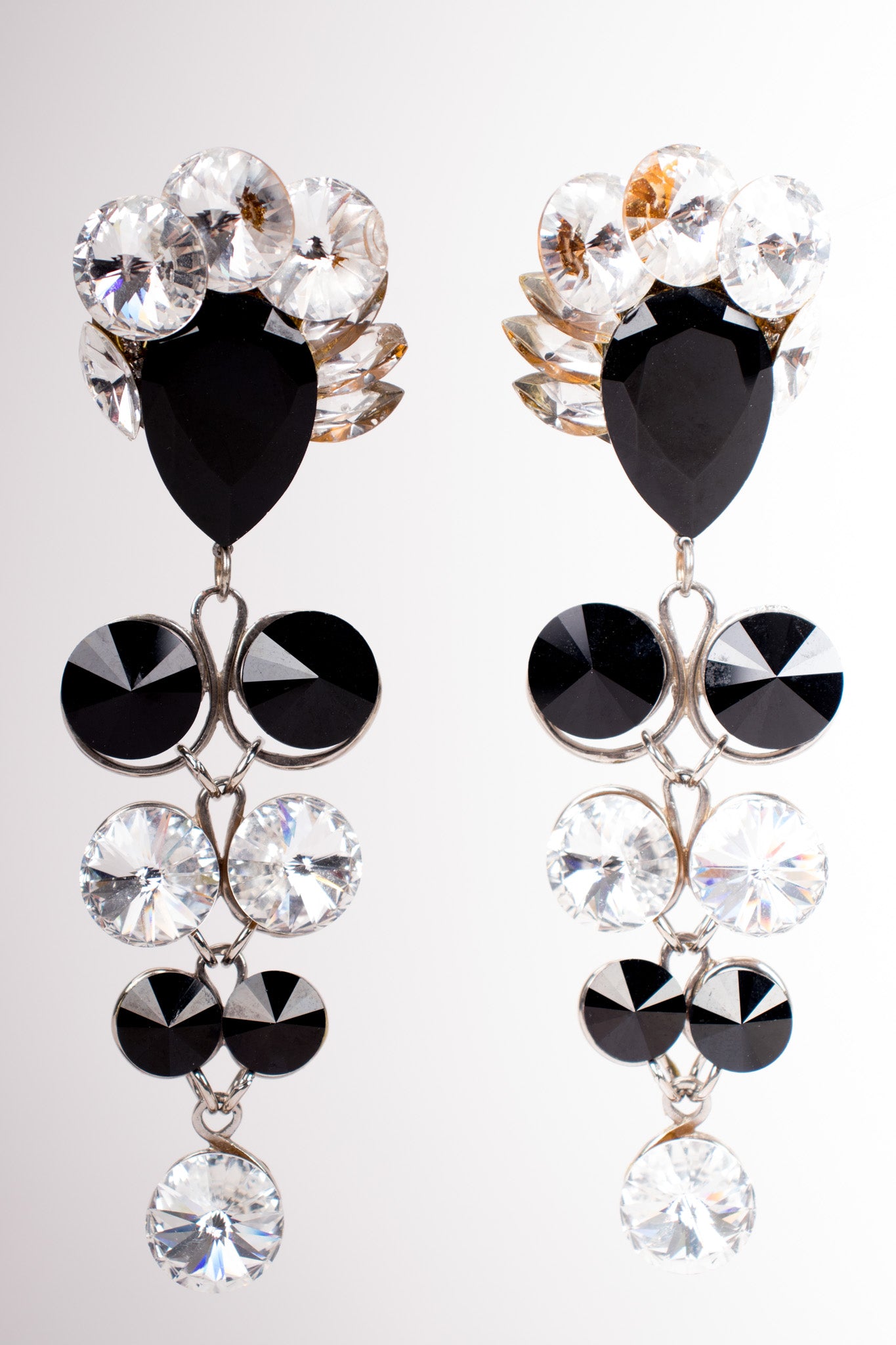 Vintage Large Round Crystal Doll Drop Earrings