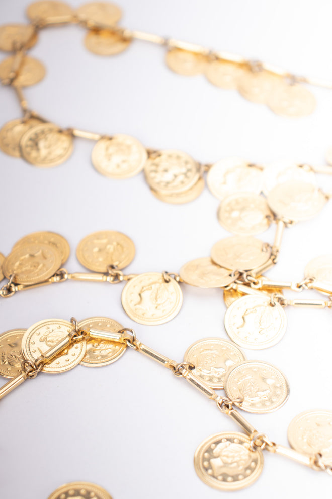 Vintage Long Coin Layering Necklace