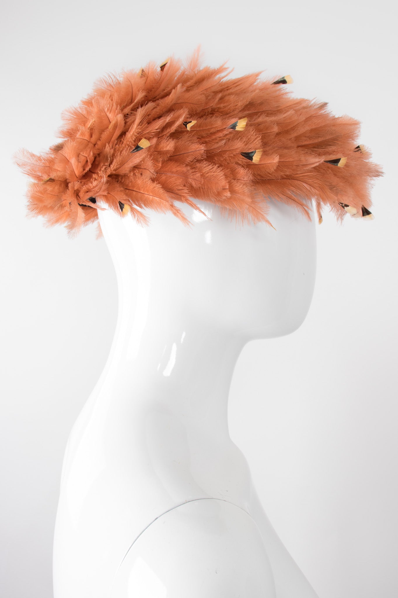 Deena Feather Mushroom Vintage Hat Fascinator Beret
