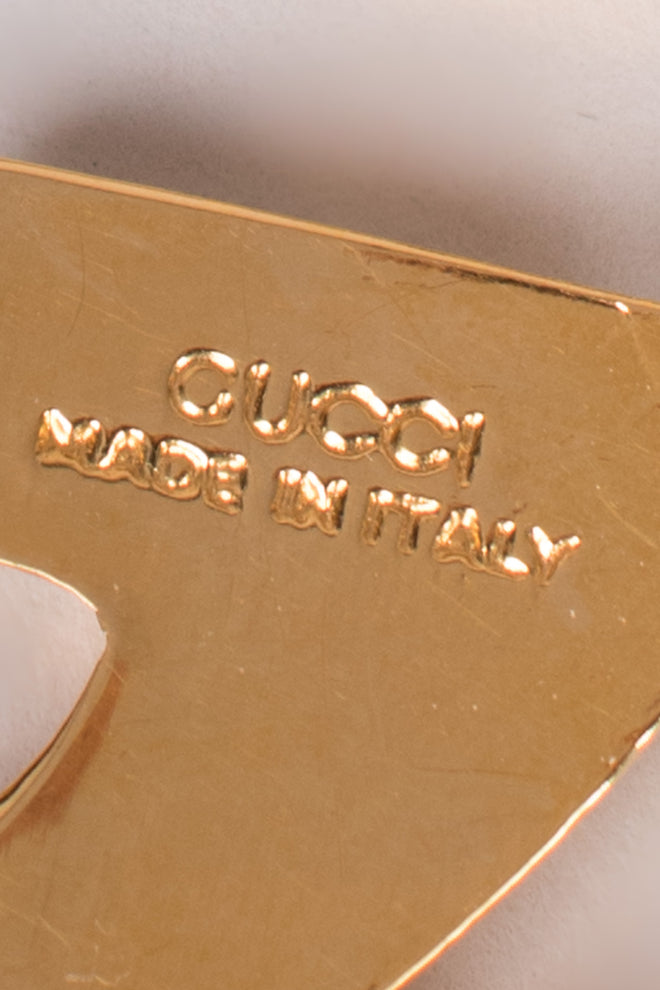 Gucci Vintage 80s GG Logo Buckle Leather Belt