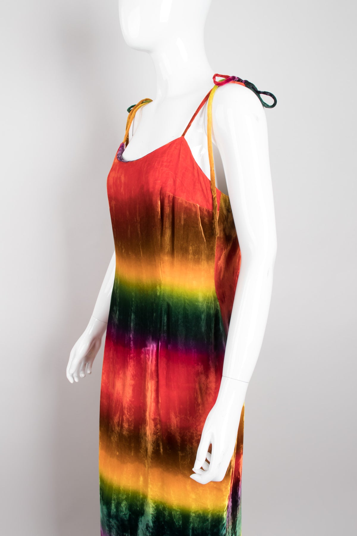open lace back dress Vintage Todd Oldham Velvet Rainbow Snow Cone Slip Dress – Recess