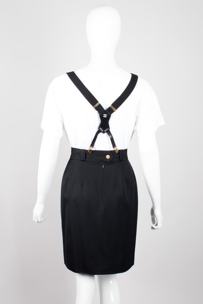 Chanel Vintage Rare Black Logo Suspenders