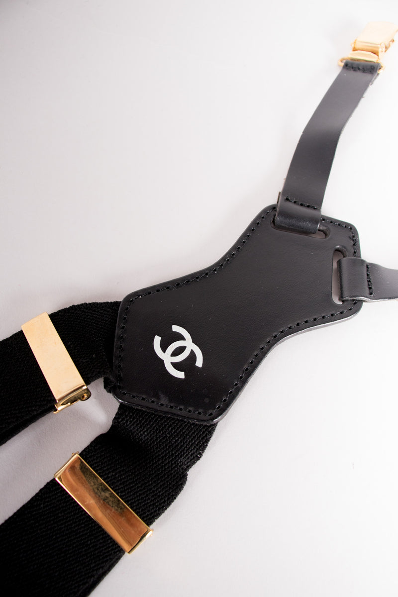 Chanel Vintage Rare Black Logo Suspenders