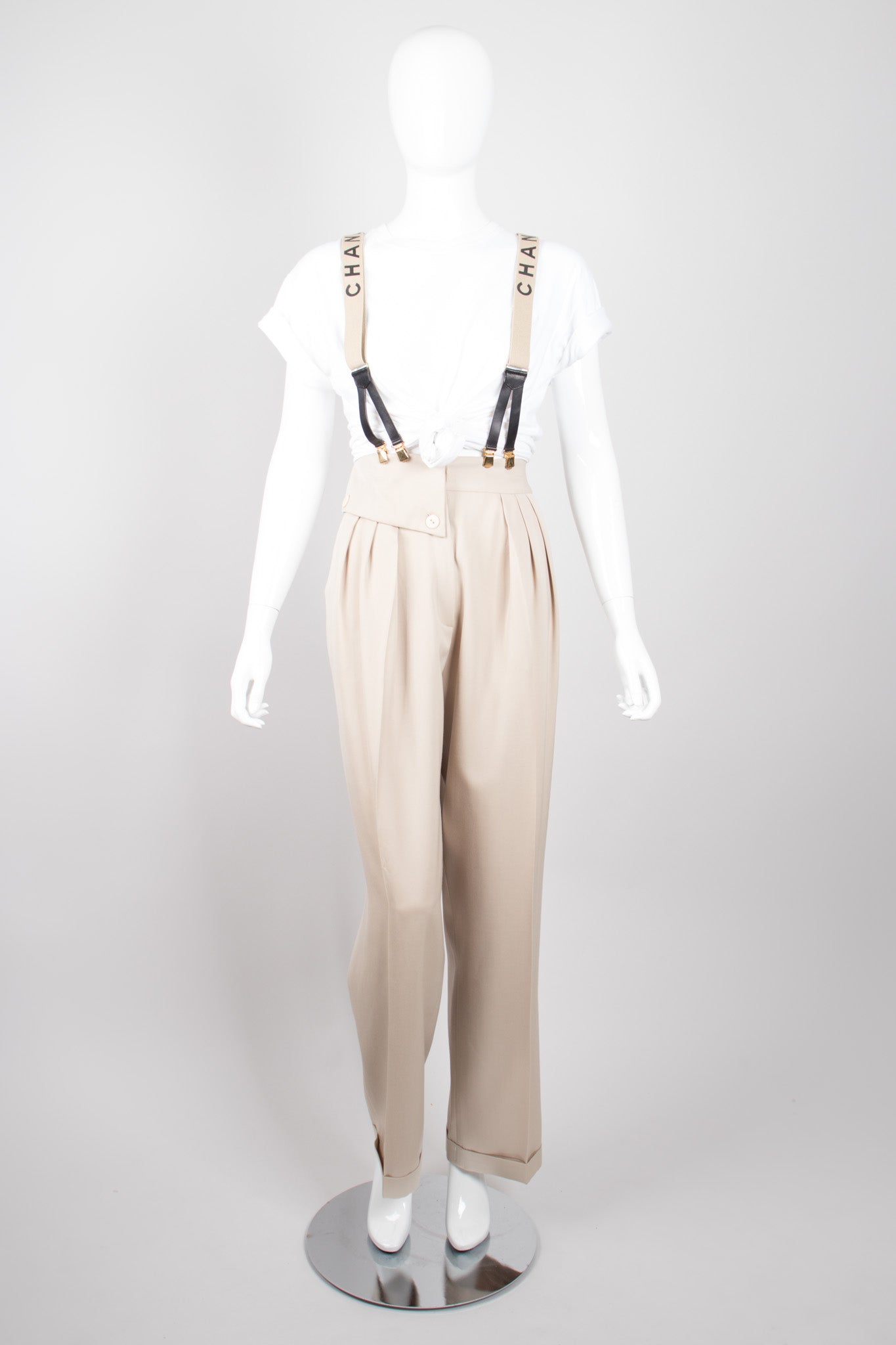 Eleanor Brenner Asymmetrical Fold Front High Waist Trouser