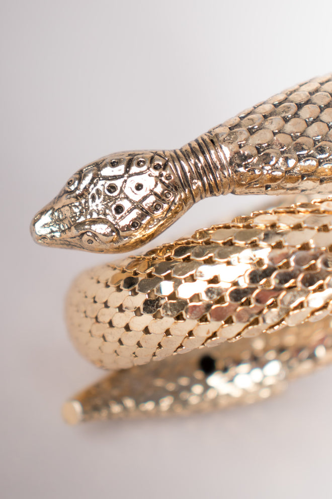 Whiting & Davis Single Coil Gold Snake Wrap Bracelet