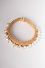 Unsigned Faux Freshwater Pearl Mesh Collar Choker Necklace