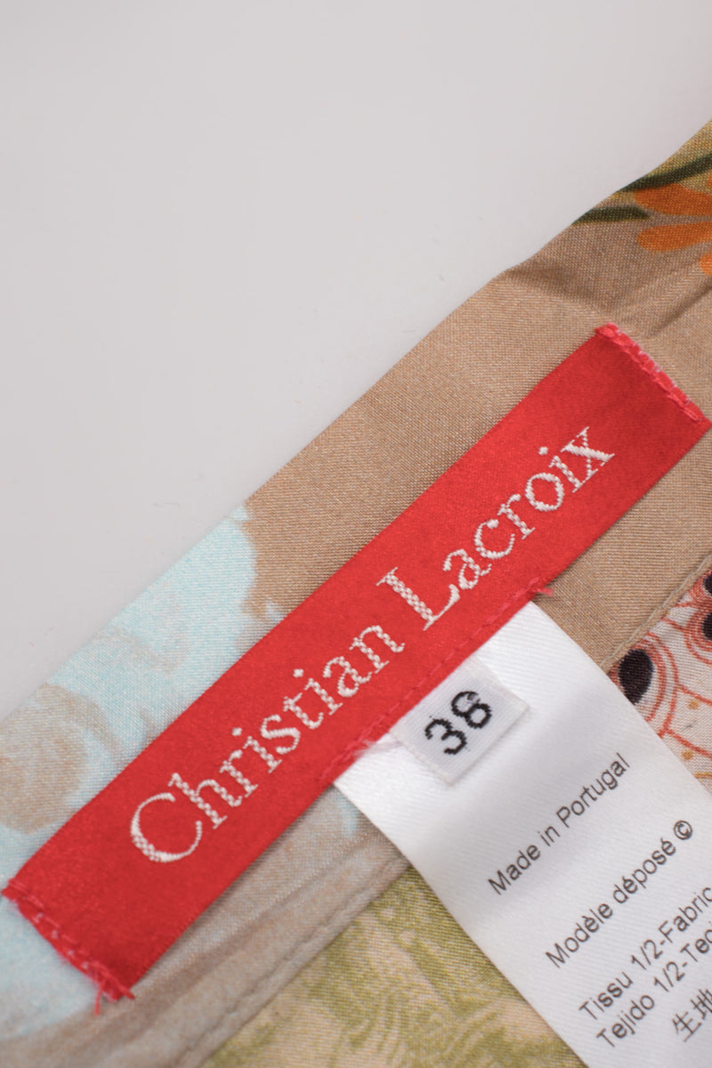 Christian Lacroix Floral Collage Print Asymmetrical Ruffle Skirt