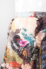 Christian Lacroix Floral Collage Print Asymmetrical Ruffle Skirt