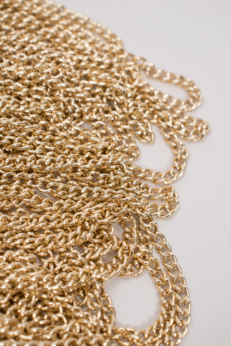 Salvatore Ferragamo Gold Armor Draped Chain Crochet Tank