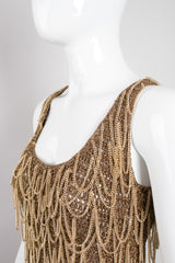 Salvatore Ferragamo Gold Armor Draped Chain Crochet Tank