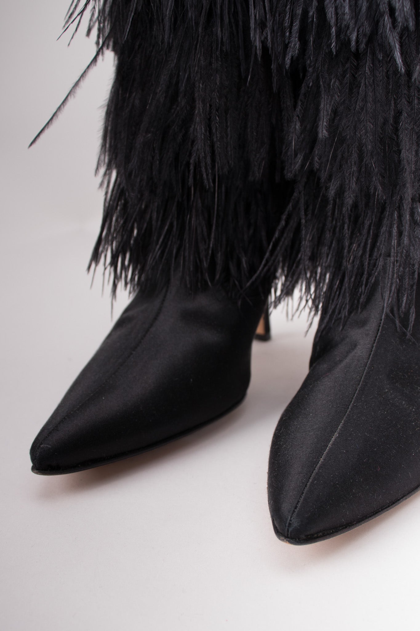 Manolo Blahnik Rockerstar Ostrich Feather Boots
