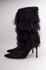 Manolo Blahnik Rockerstar Ostrich Feather Boots