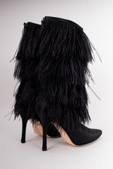 Manolo Blahnik Rockerstar Ostrich Feather Boots