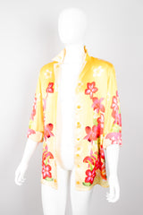 Escada Tahiti Tiare Pineapple Silk Satin Souvenir Pajama Shirt