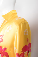 Escada Tahiti Tiare Pineapple Silk Satin Souvenir Pajama Shirt