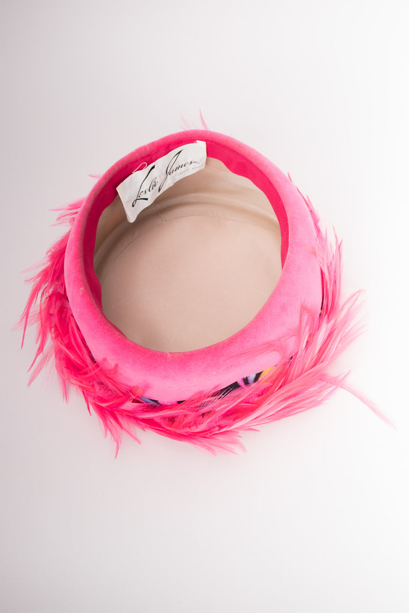 Leslie James Hot Pink Velvet Feather Shacko Pillbox Hat