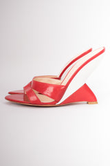 Charles Jourdan Vintage Retro Tailfin Wedge Slide Sandals