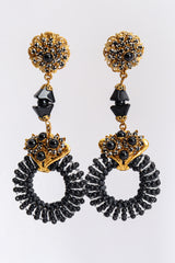 Vintage Stanley Hagler Filigree Stone Cluster Drop Hoop Earrings front hang @ Recess LA